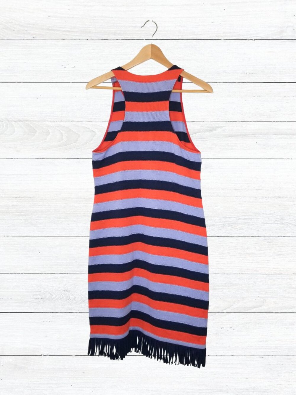 Tory Burch Colorblock Stripes Dress Ariana, Red Canyon, Medium - Picture 2 of 4